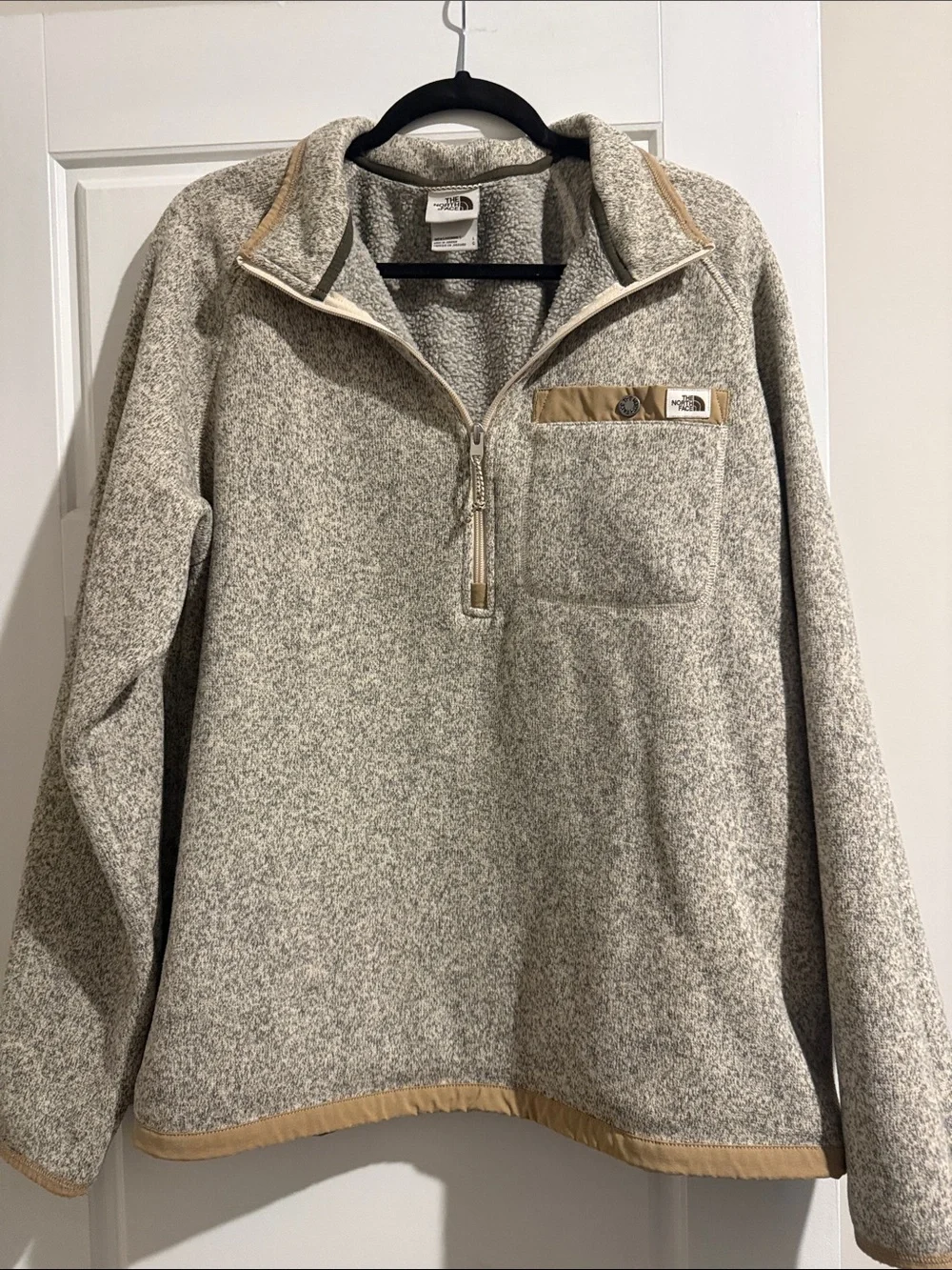 The North Face Men’s Zip-Up Fleece Pullover - Gray & Tan
